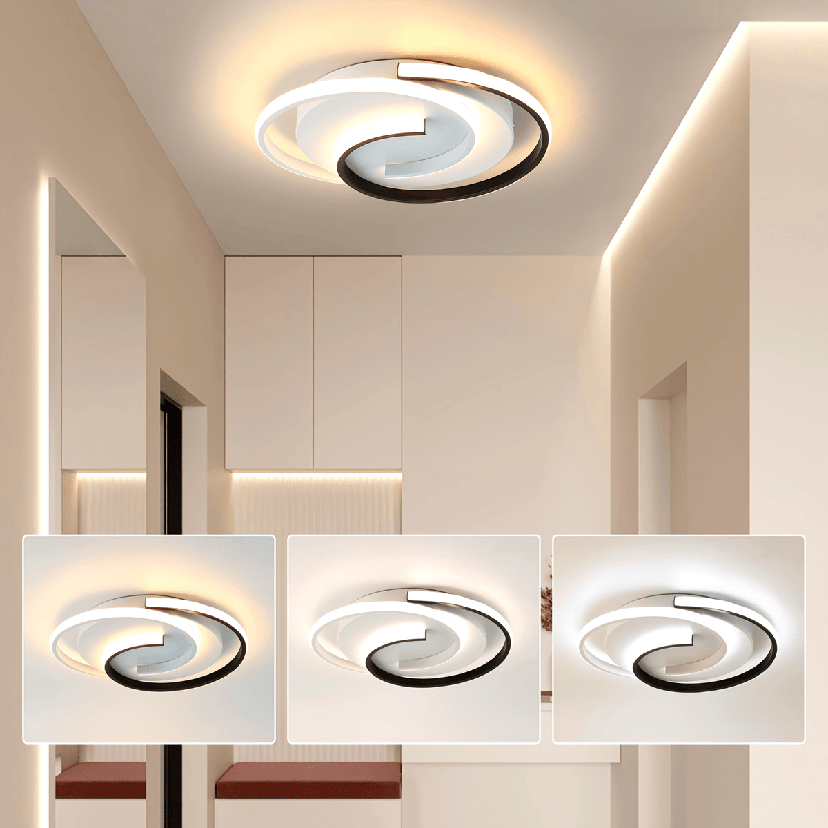 Spiral LED Ceiling Light – Round Flush Mount Fixture