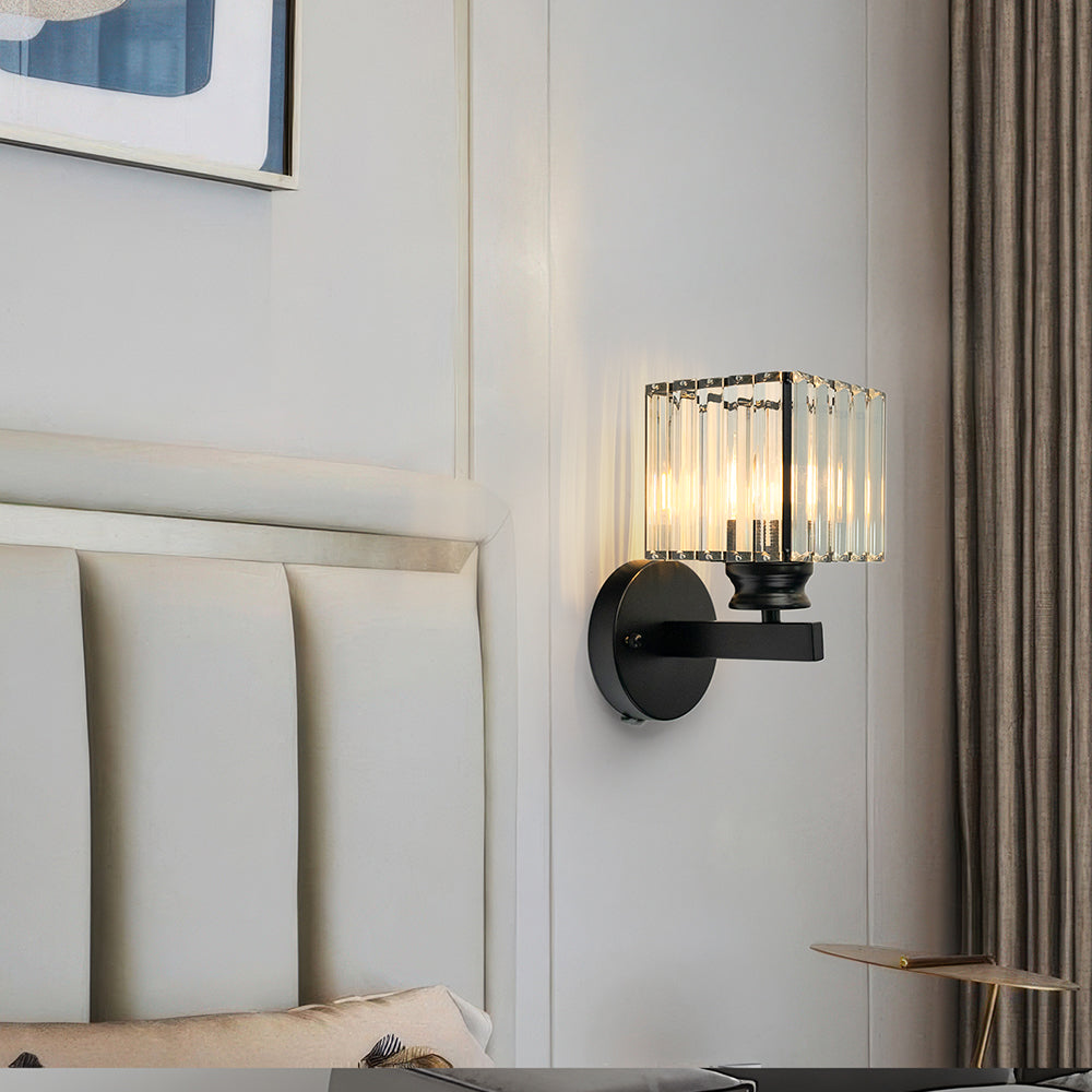 Crystal Wall Light – Glass & Iron Sconce