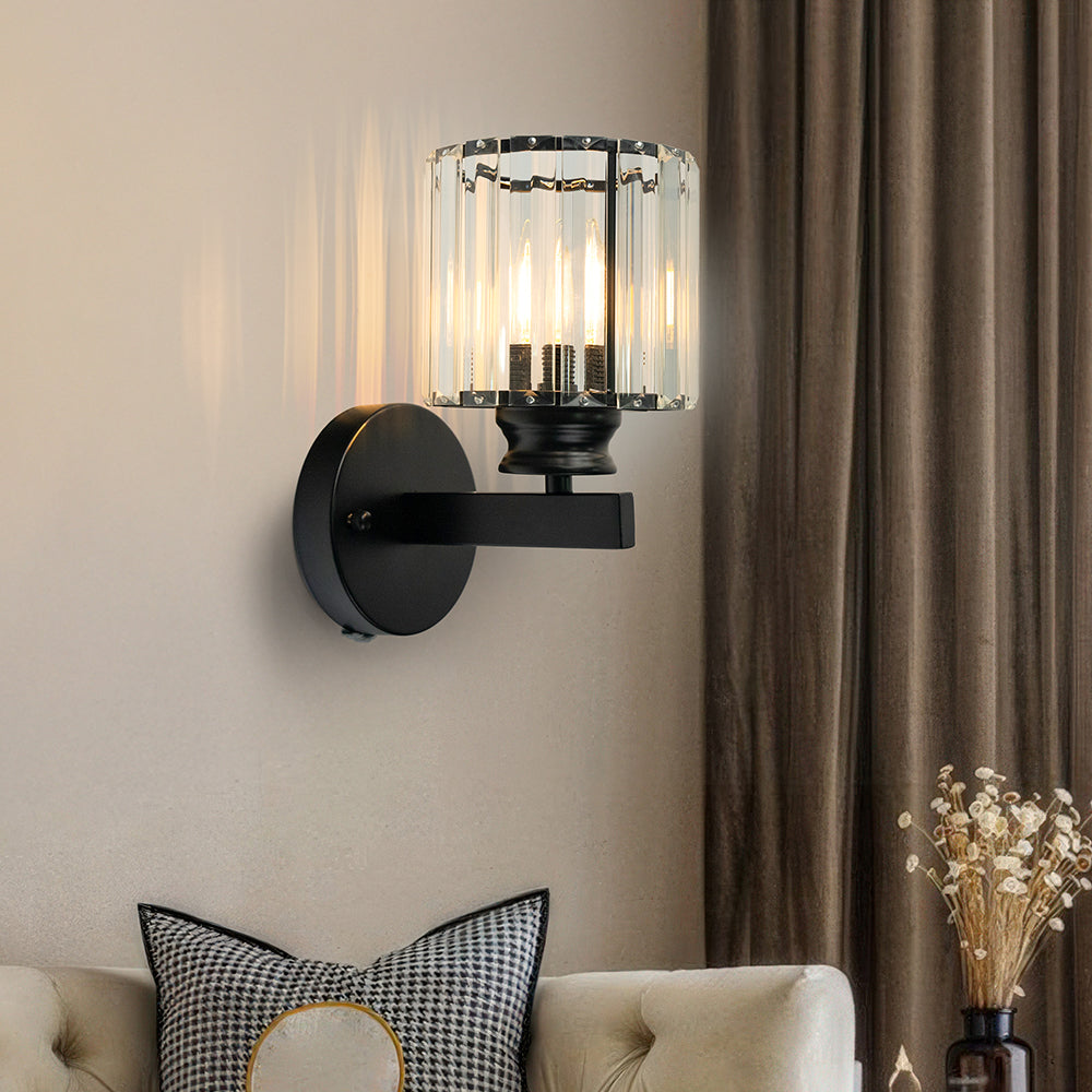 Crystal Wall Light – Glass & Iron Sconce