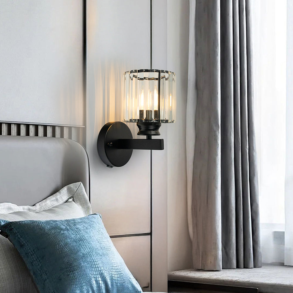 Crystal Wall Light – Glass & Iron Sconce