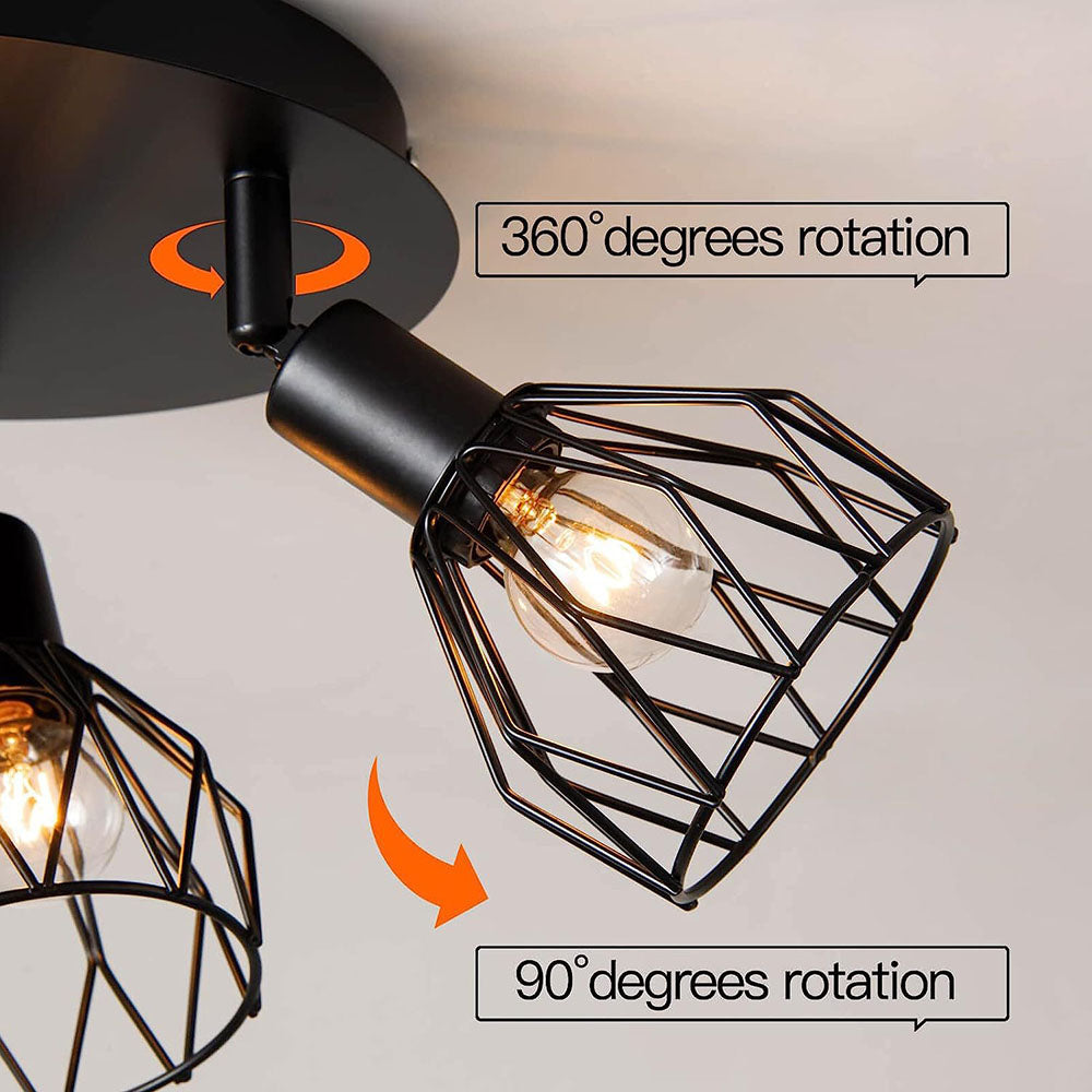 Black Spotlight Ceiling Light – Adjustable Industrial Fixture