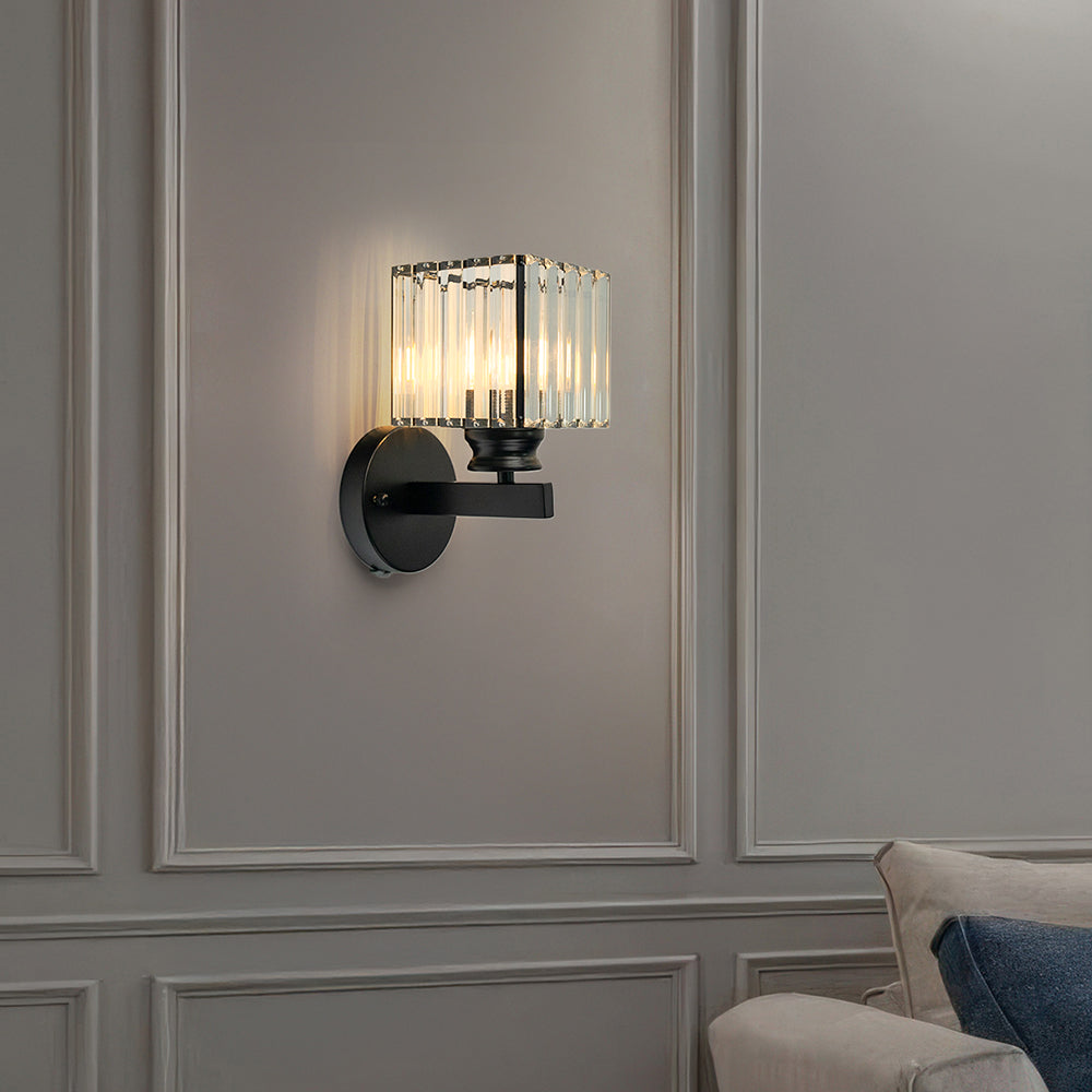 Crystal Wall Light – Glass & Iron Sconce