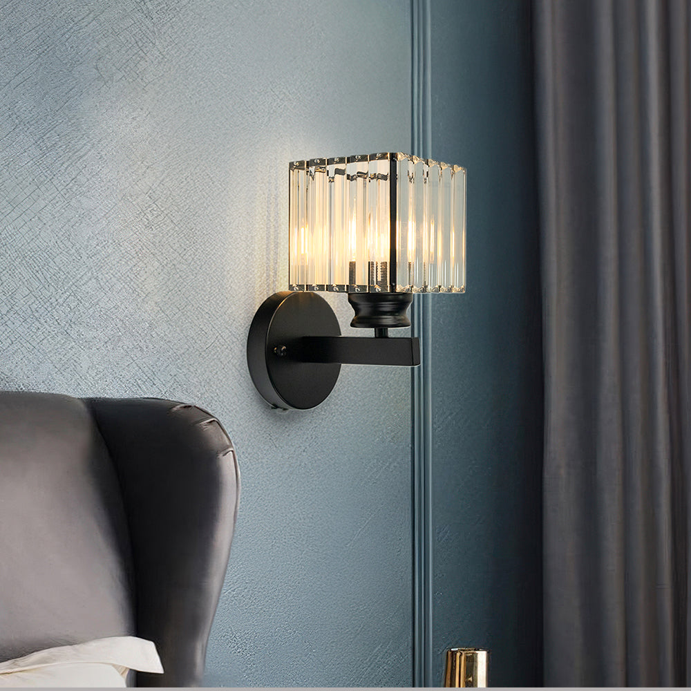 Crystal Wall Light – Glass & Iron Sconce