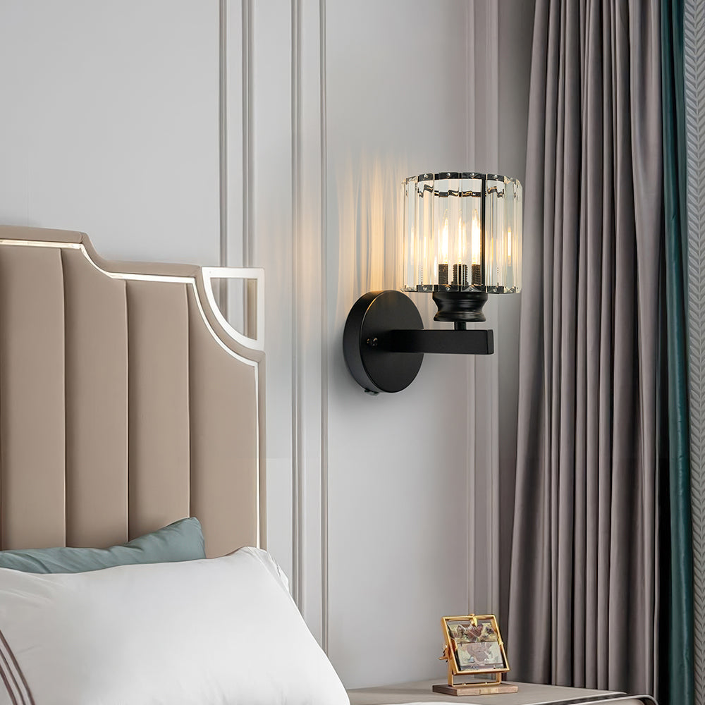 Crystal Wall Light – Glass & Iron Sconce