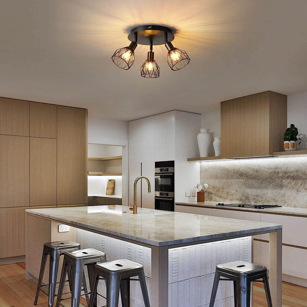 Black Spotlight Ceiling Light – Adjustable Industrial Fixture