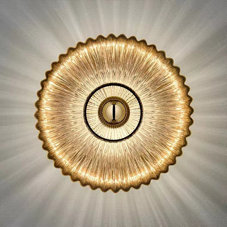Glass Wall Sconce – Striped Round Disc Light