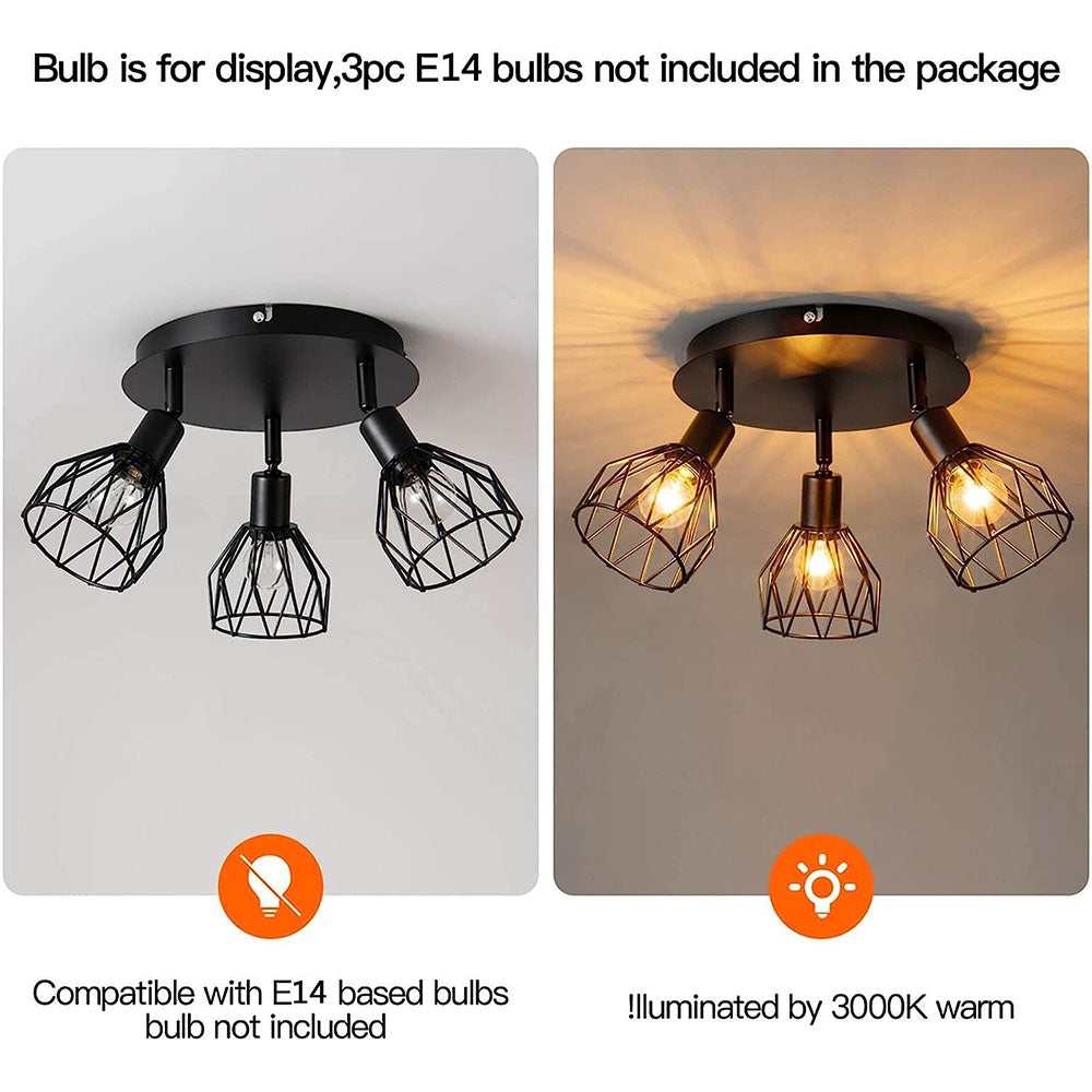 Black Spotlight Ceiling Light – Adjustable Industrial Fixture