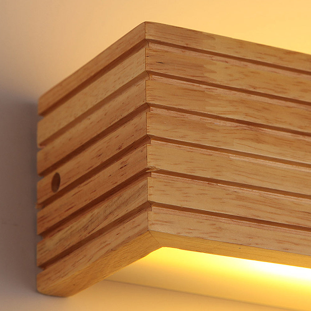 Wooden LED Wall Lamp – Minimalist Bedroom Sconce