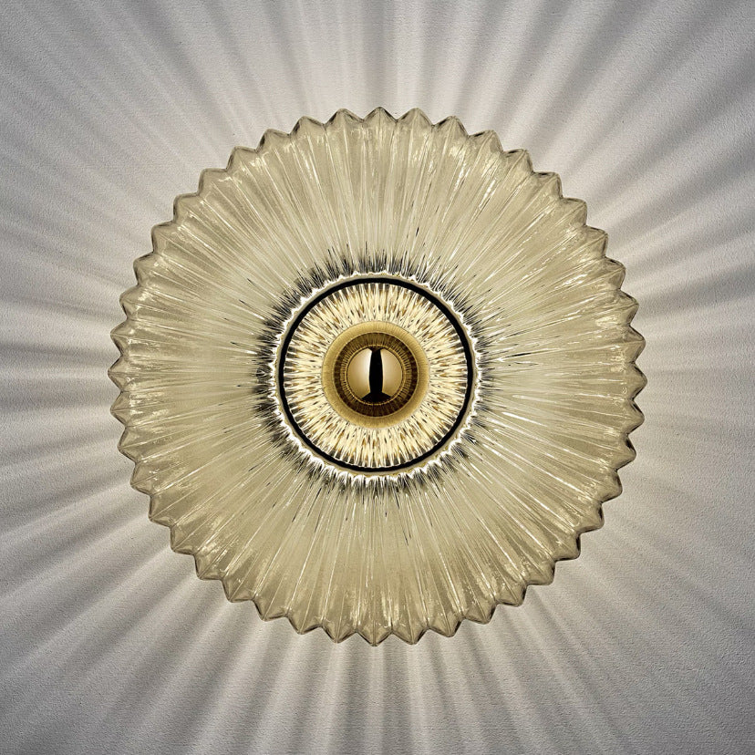 Glass Wall Sconce – Striped Round Disc Light