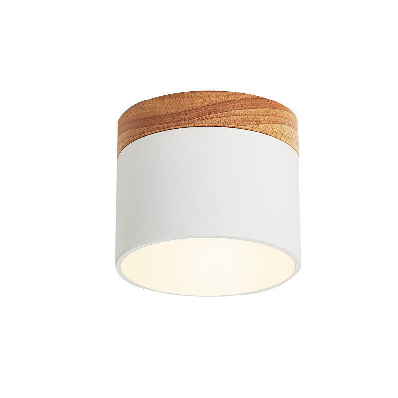 Macaron LED Ceiling Light – Wooden Accent Flush Mount
