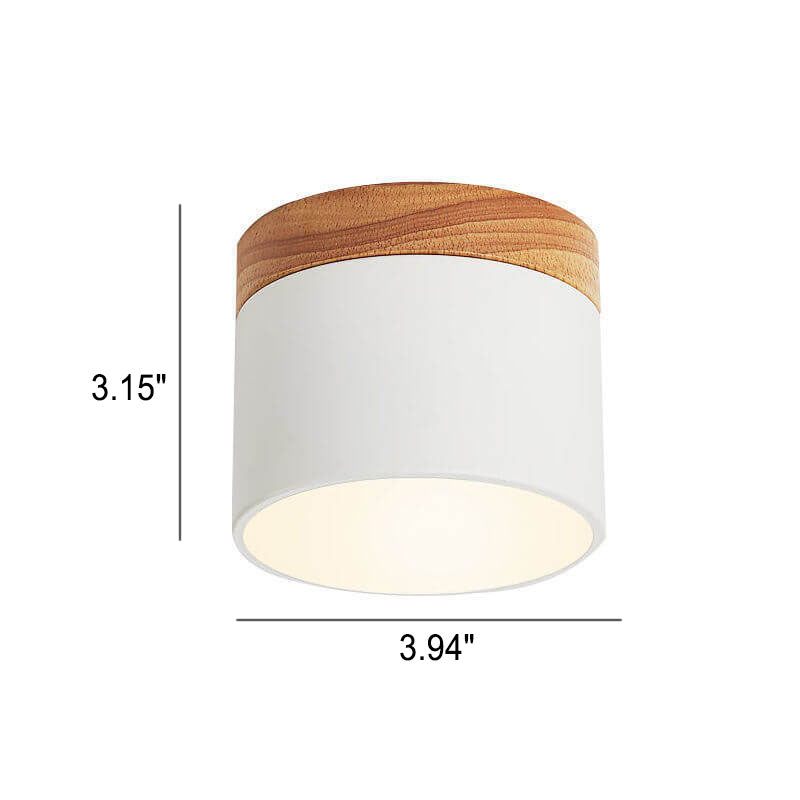 Macaron LED Ceiling Light – Wooden Accent Flush Mount