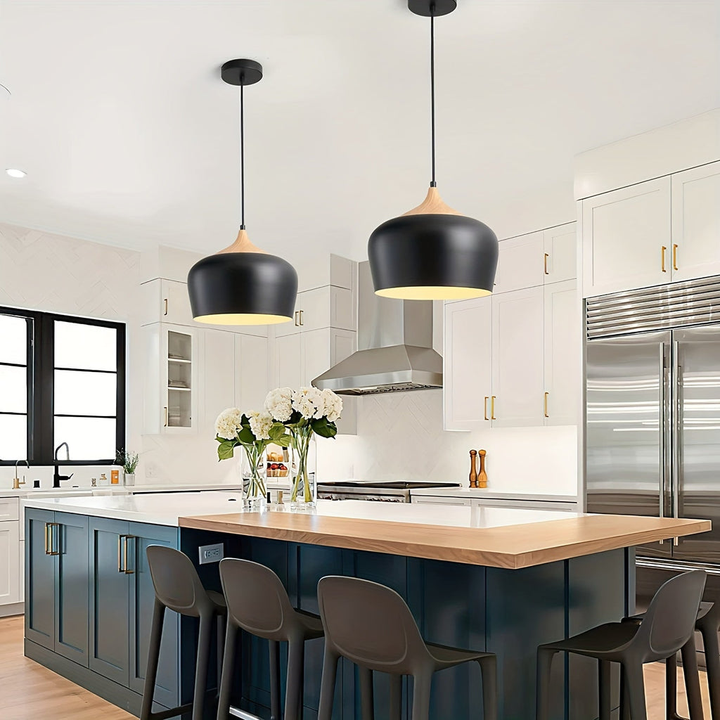 Pendant Light – Iron & Wood Grain Scandinavian Lamp