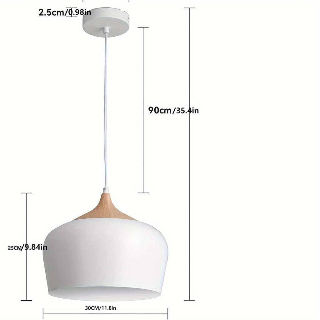 Pendant Light – Iron & Wood Grain Scandinavian Lamp