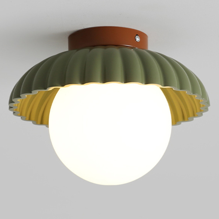 Iron Ceiling Light – Glass & Metal Hallway Flush Mount