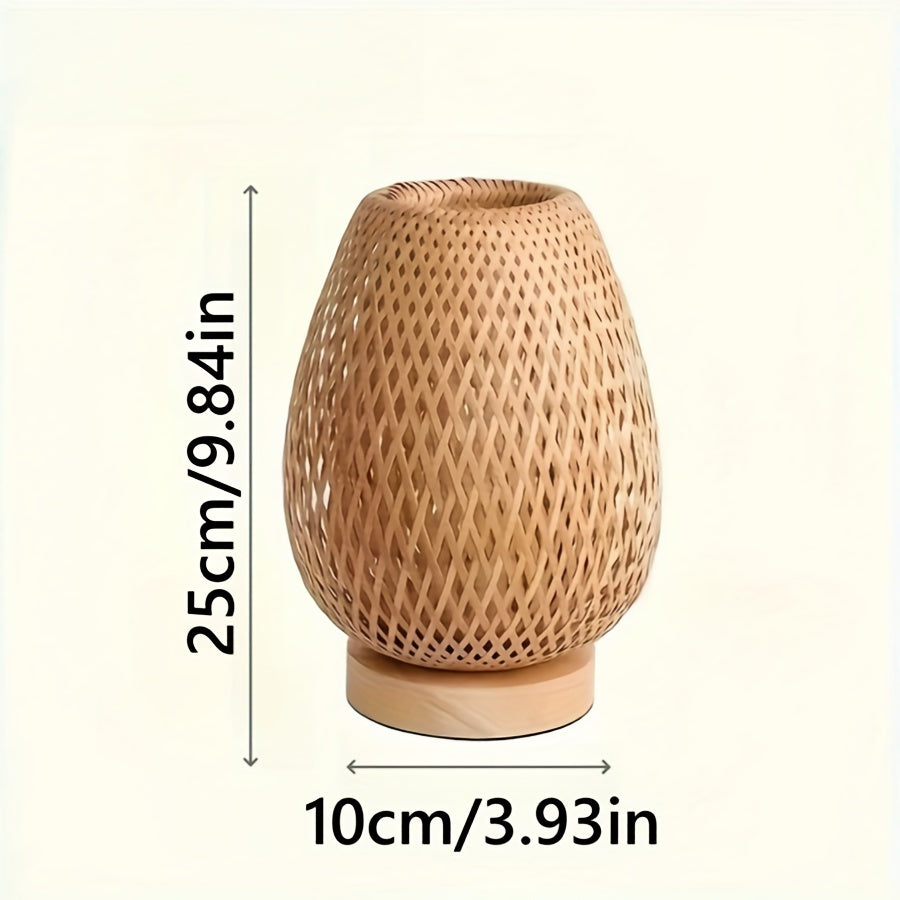 Bamboo Bedside Lamp – Handwoven Dimmable USB Table Light