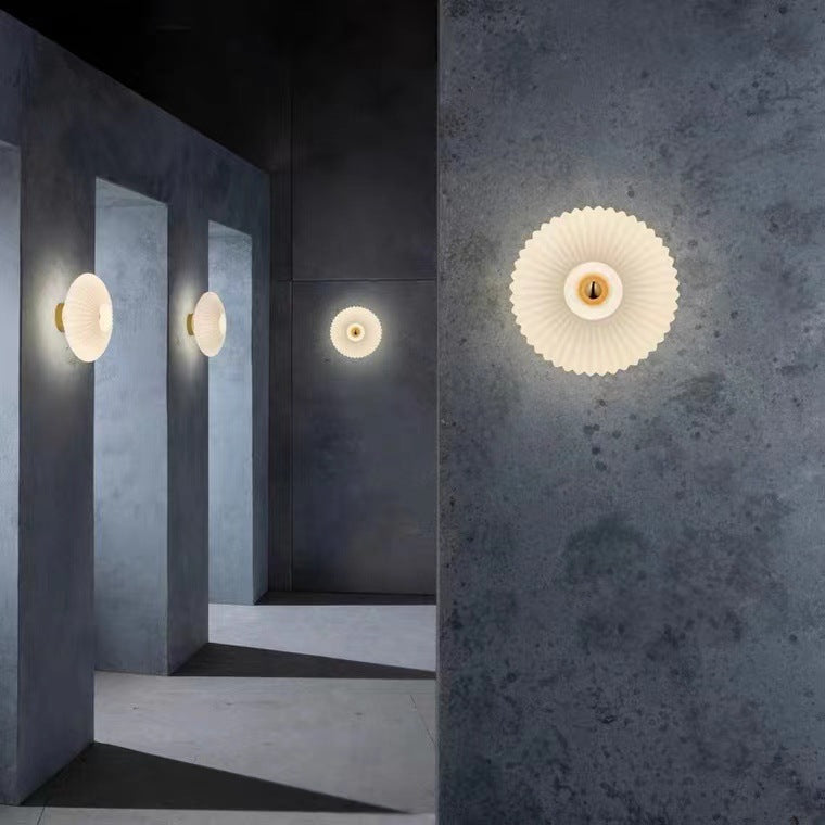 Glass Wall Sconce – Striped Round Disc Light