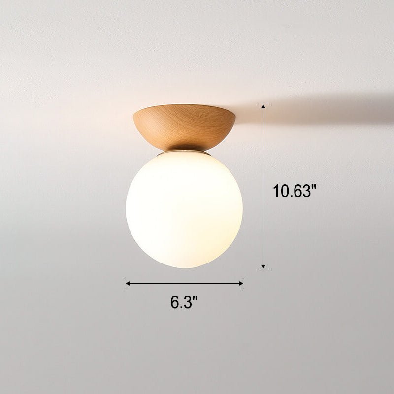 Ceiling Light – Japanese Wood & Glass Flush Mount