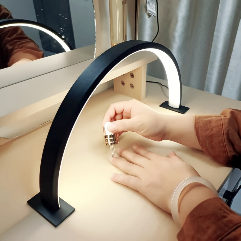 Crescent LED Desk Lamp – Adjustable USB Metal Light