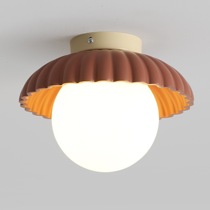 Iron Ceiling Light – Glass & Metal Hallway Flush Mount