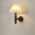 Wooden Wall Sconce – Pleated Shade Bedside Lamp