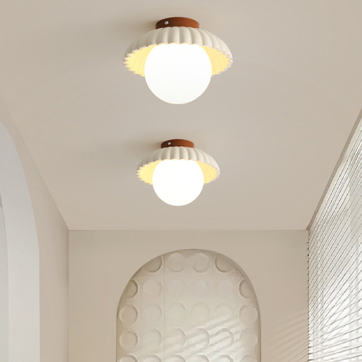 Iron Ceiling Light – Glass & Metal Hallway Flush Mount