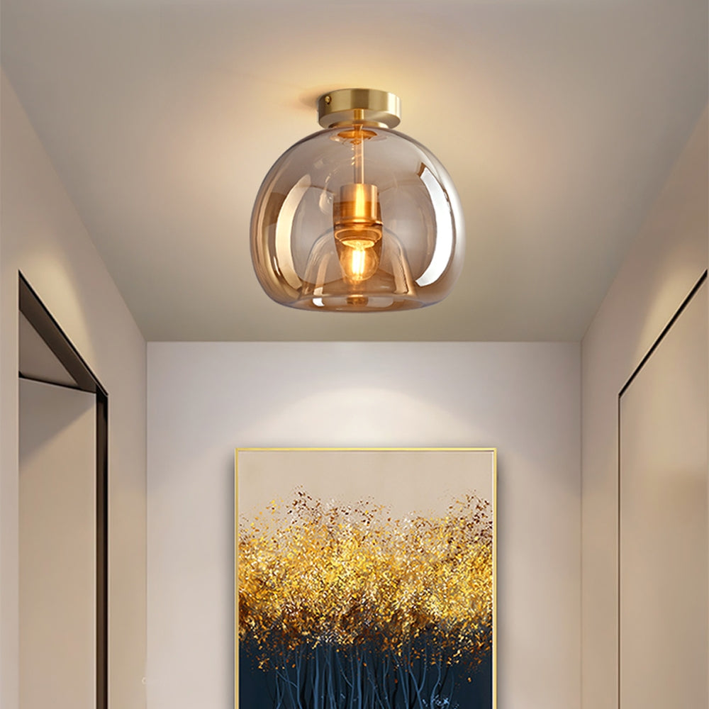 Bubble Glass Ceiling Light – Retro Amber Pendant