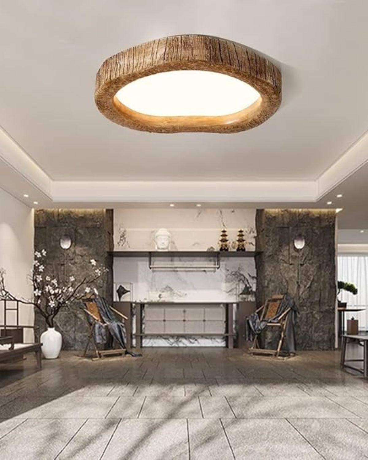 Wood Ceiling Light – Rustic LED Flush Mount