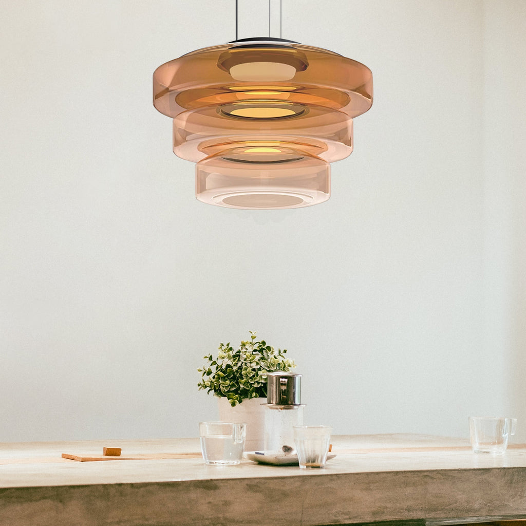 Layered Glass Pendant Light – Bauhaus LED Hanging Lamp