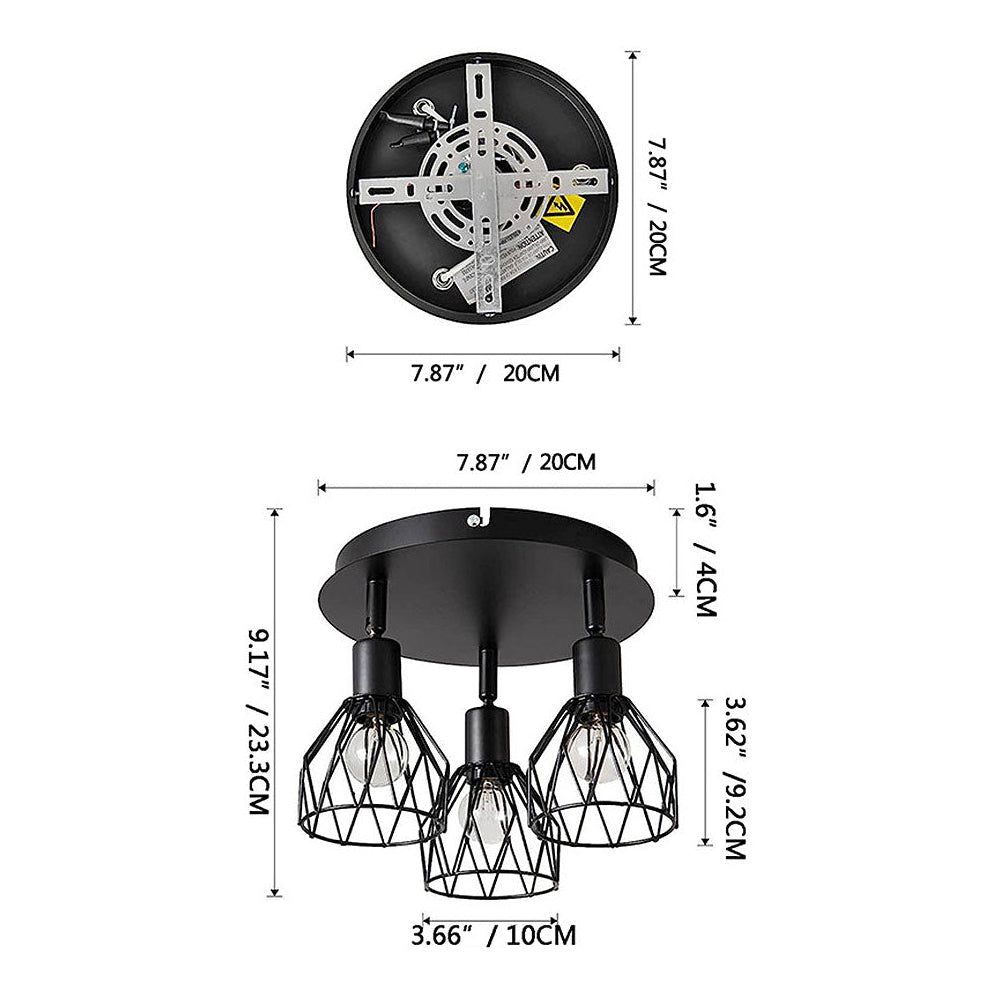 Black Spotlight Ceiling Light – Adjustable Industrial Fixture