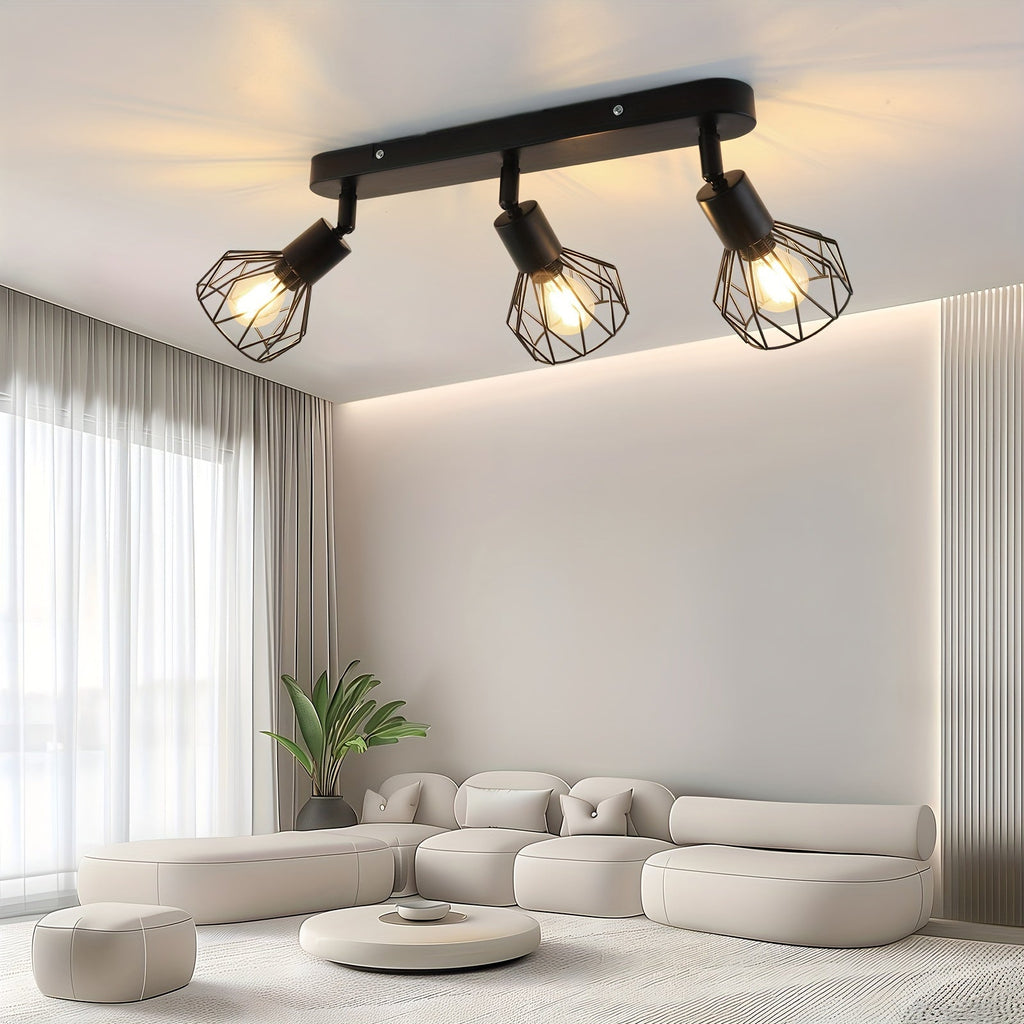 3-Light Ceiling Spotlight – Industrial Black Metal