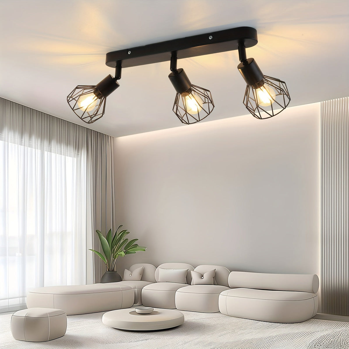 3-Light Ceiling Spotlight – Industrial Black Metal