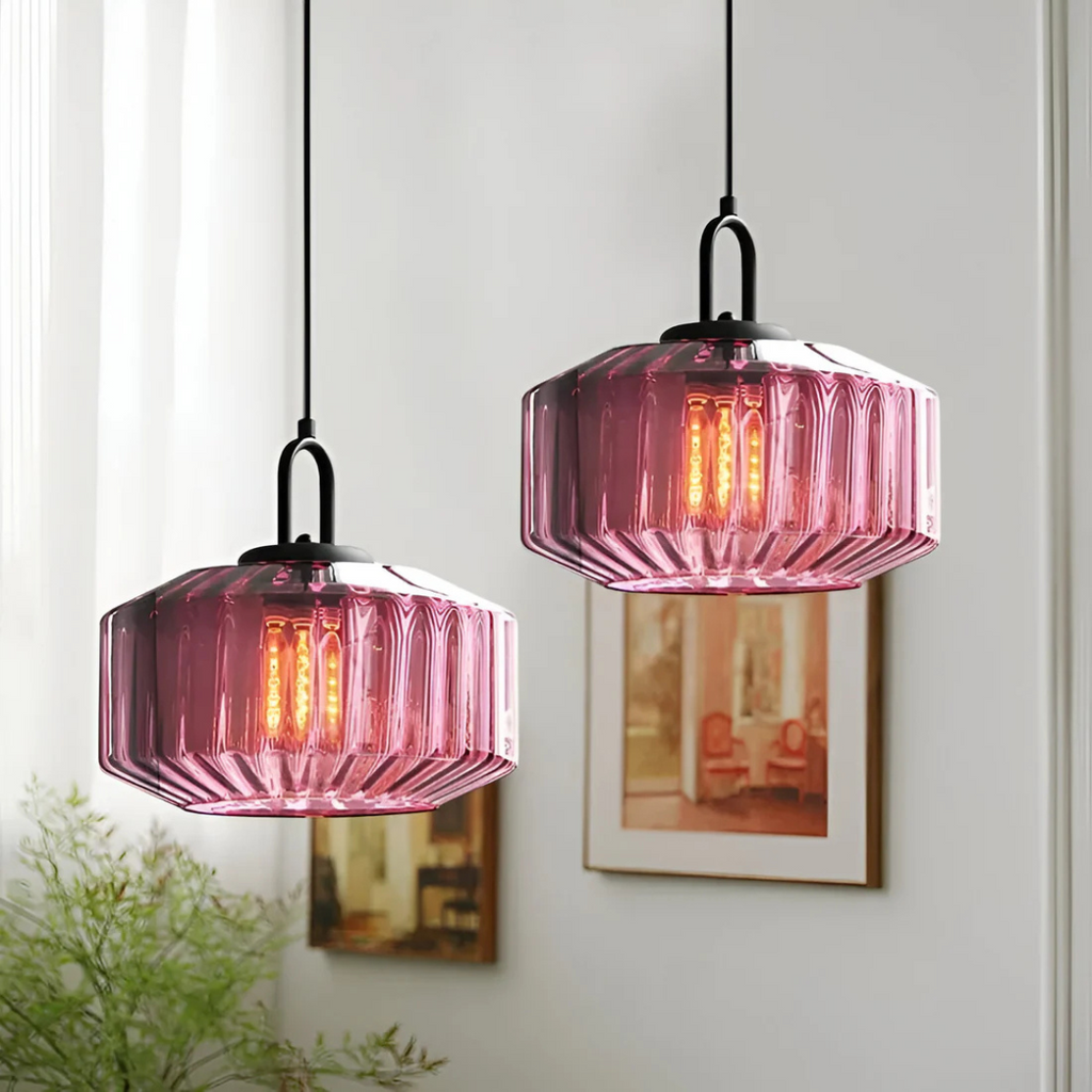 Glass Pendant Light – Retro Coloured Hanging Lamp