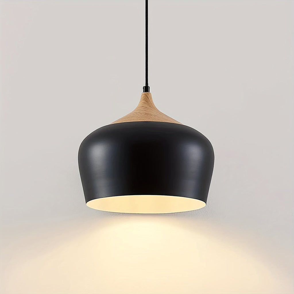 Pendant Light – Iron & Wood Grain Scandinavian Lamp