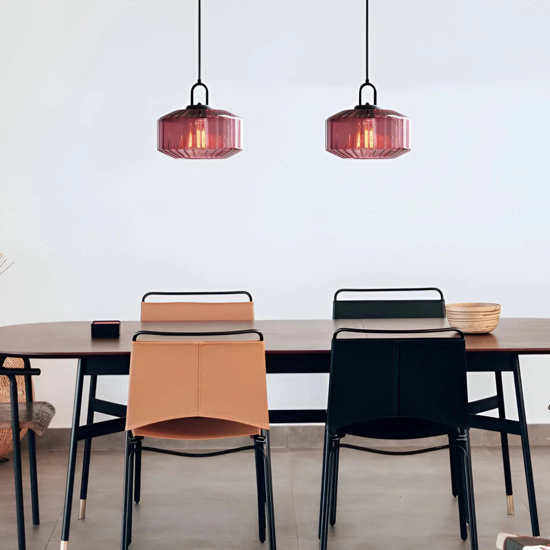 Glass Pendant Light – Retro Coloured Hanging Lamp