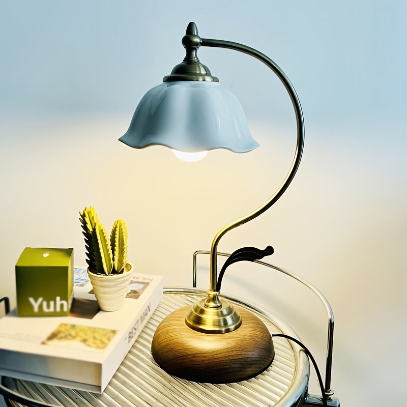 Goose Neck Table Lamp – Antique Brass USB Bedside Light