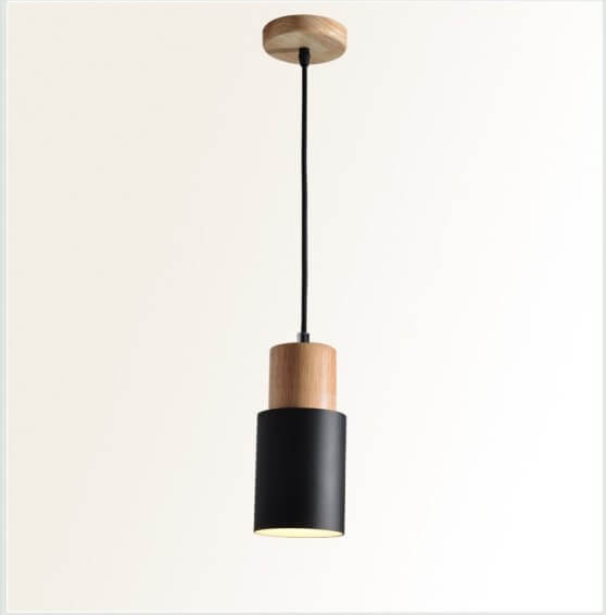Cylinder Pendant Light – Macaron Wood & Metal Lamp