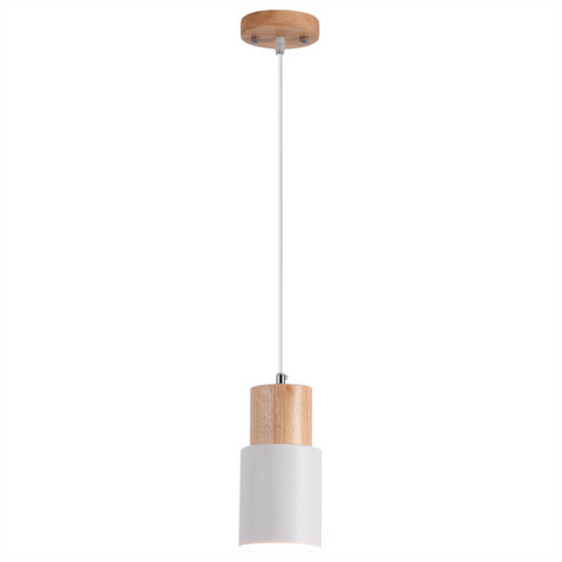 Cylinder Pendant Light – Macaron Wood & Metal Lamp