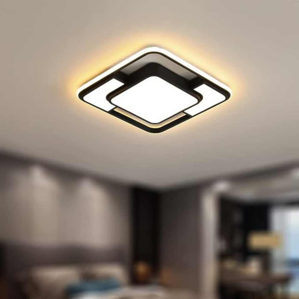 Remote LED Ceiling Light – Geometric Flush Mount