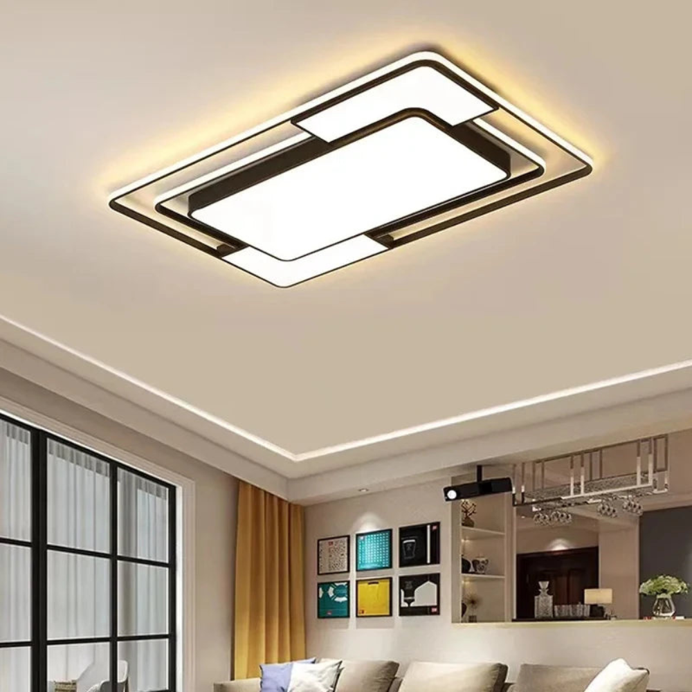 Remote LED Ceiling Light – Geometric Flush Mount