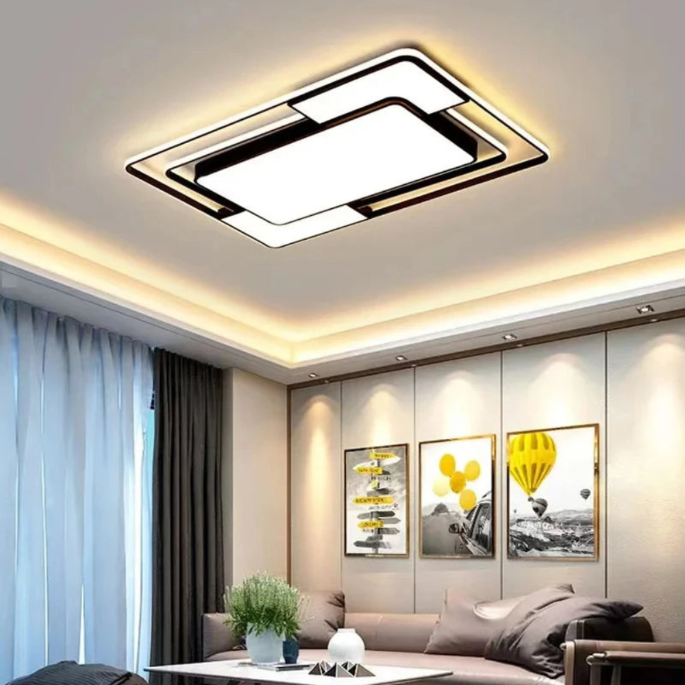 Remote LED Ceiling Light – Geometric Flush Mount