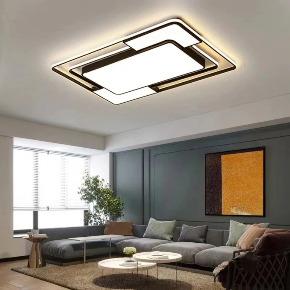 Remote LED Ceiling Light – Geometric Flush Mount