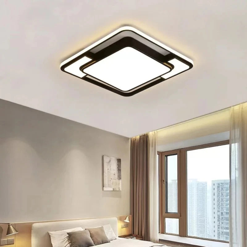 Remote LED Ceiling Light – Geometric Flush Mount