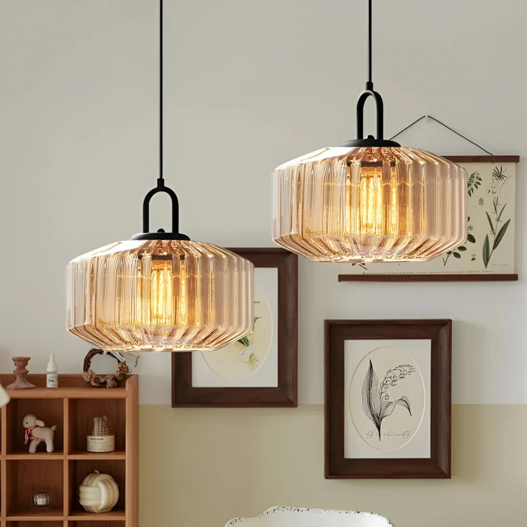Glass Pendant Light – Retro Coloured Hanging Lamp