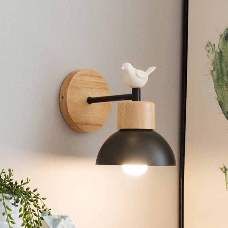 Wooden Bird Wall Lamp – LED Bedside Sconce