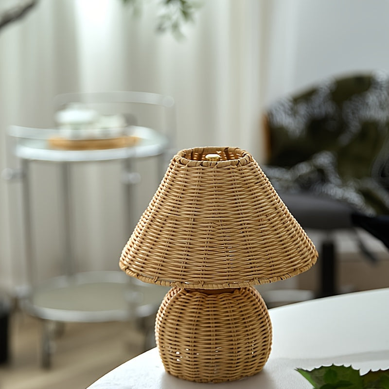 Bamboo Desk Lamp – Woven Boho USB Accent Light