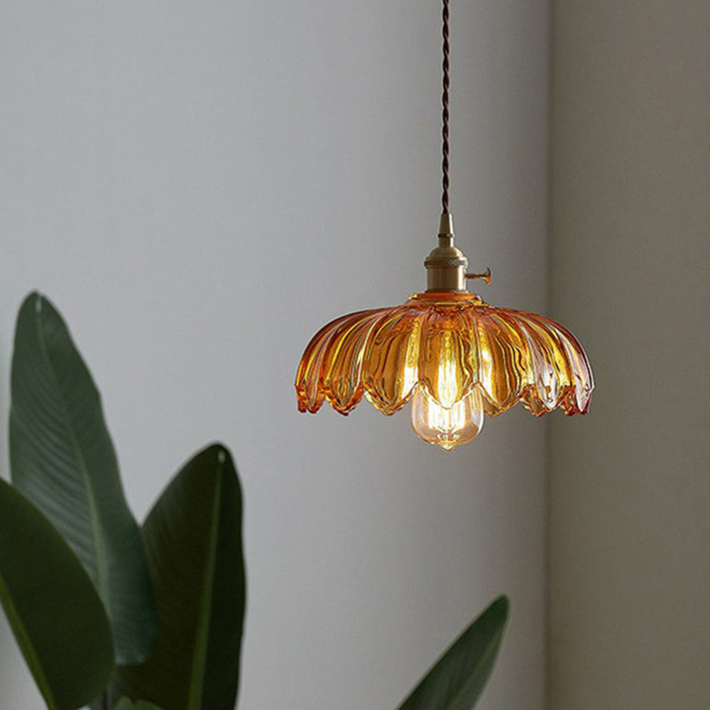 Flower Pendant Lamp – Coloured Glass Hanging Light