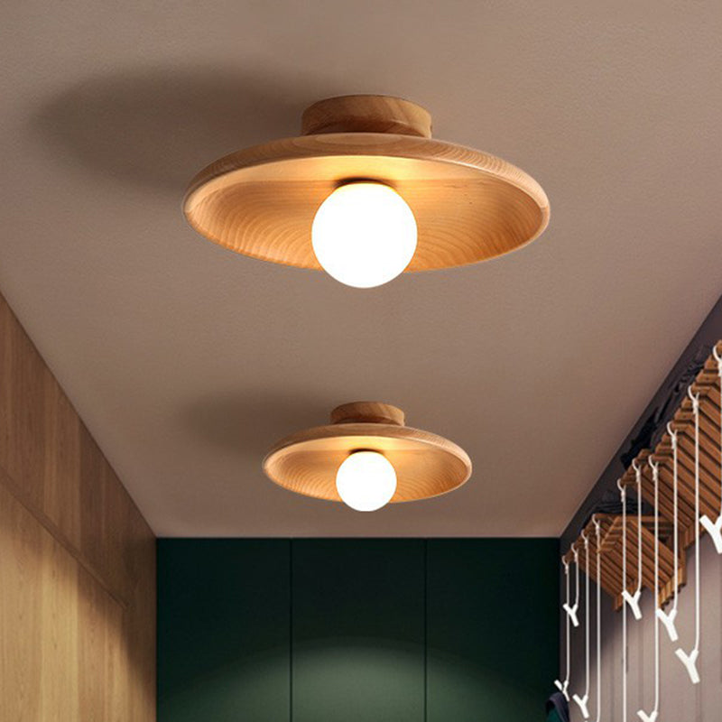 Wooden Ceiling Light – Minimalist Semi-Flush Mount