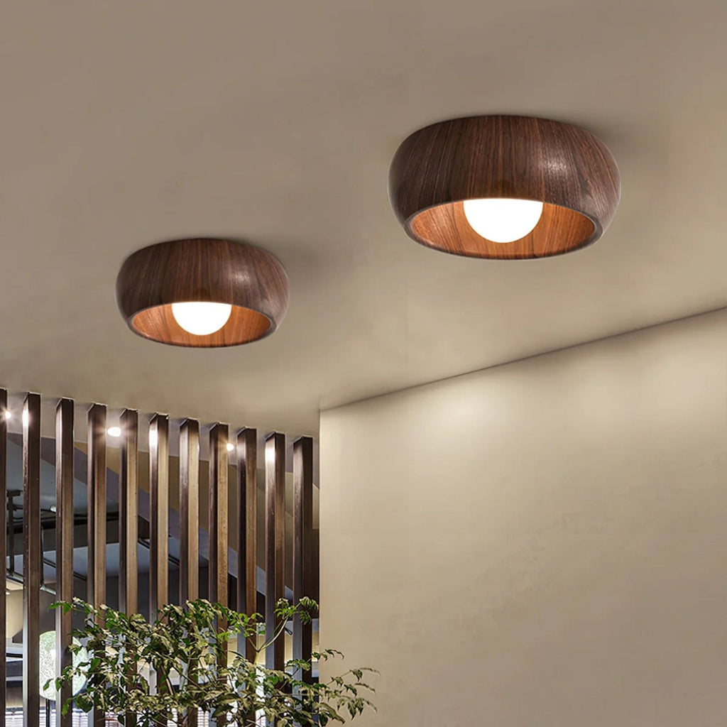 Wooden LED Ceiling Lamp – Minimalist Flush Mount