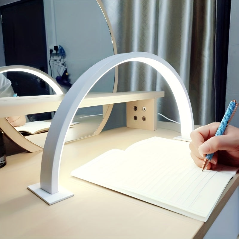 Crescent LED Desk Lamp – Adjustable USB Metal Light