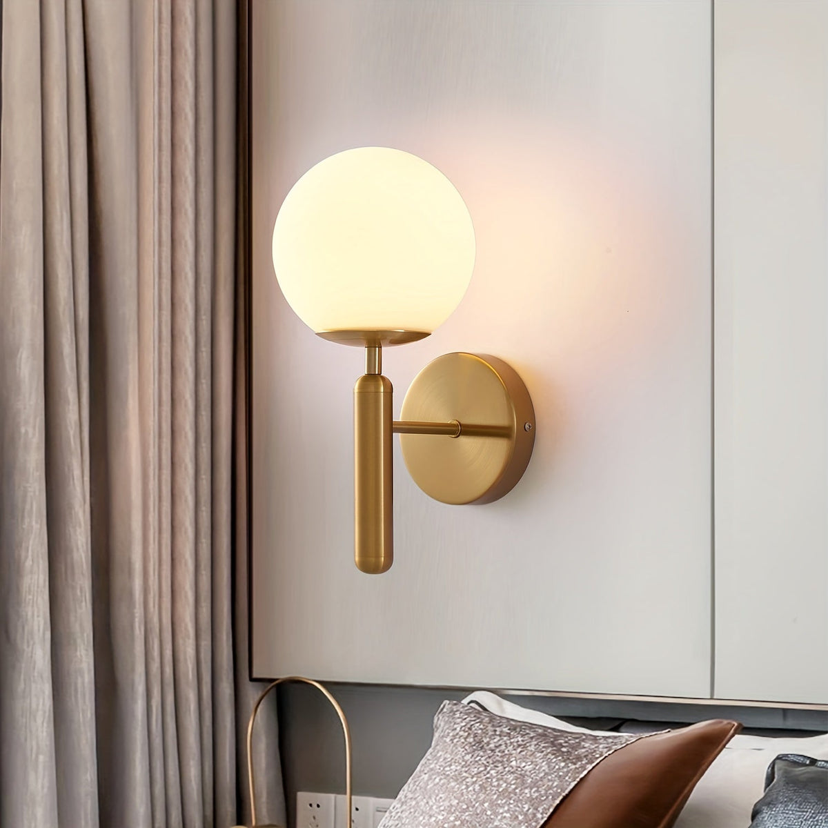 Glass Globe Wall Sconce – Polished Metal Fixture